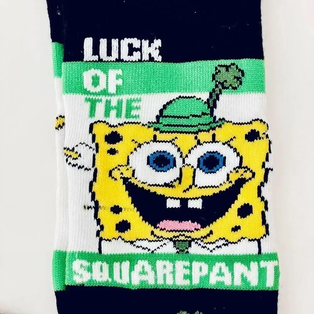 NWT Gorgeous 6.5-12 SpongeBob Squarepants Black,Green, Yellow White LUCK SOCKS